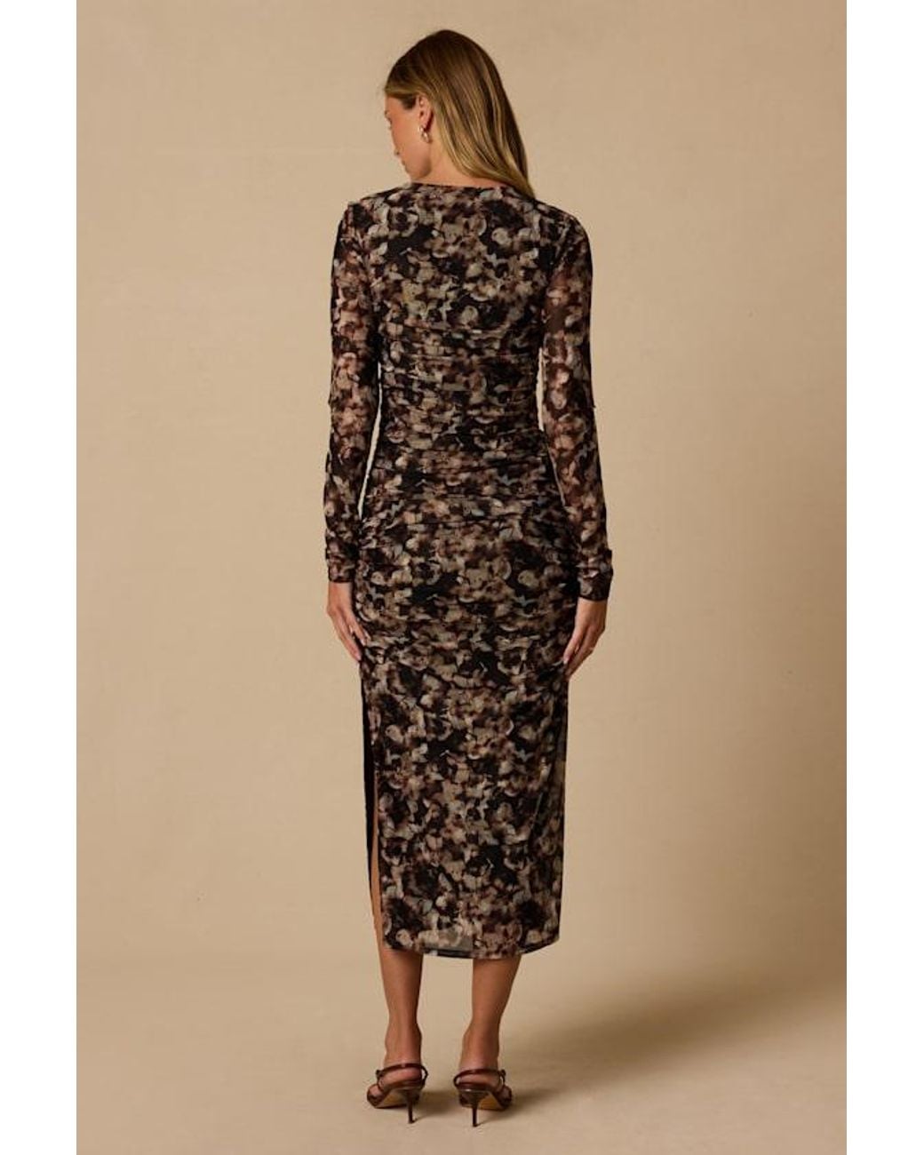 Lulus Natural Mal Multi Print Long Sleeve Midi Dress
