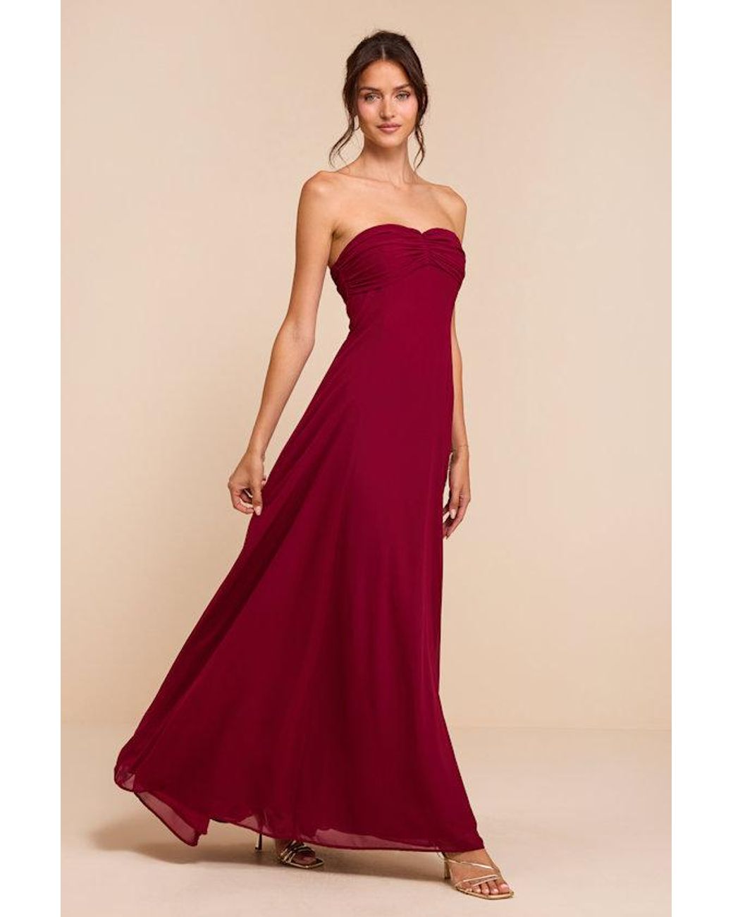 Lulus Red Kamalia Strapless Maxi Dress