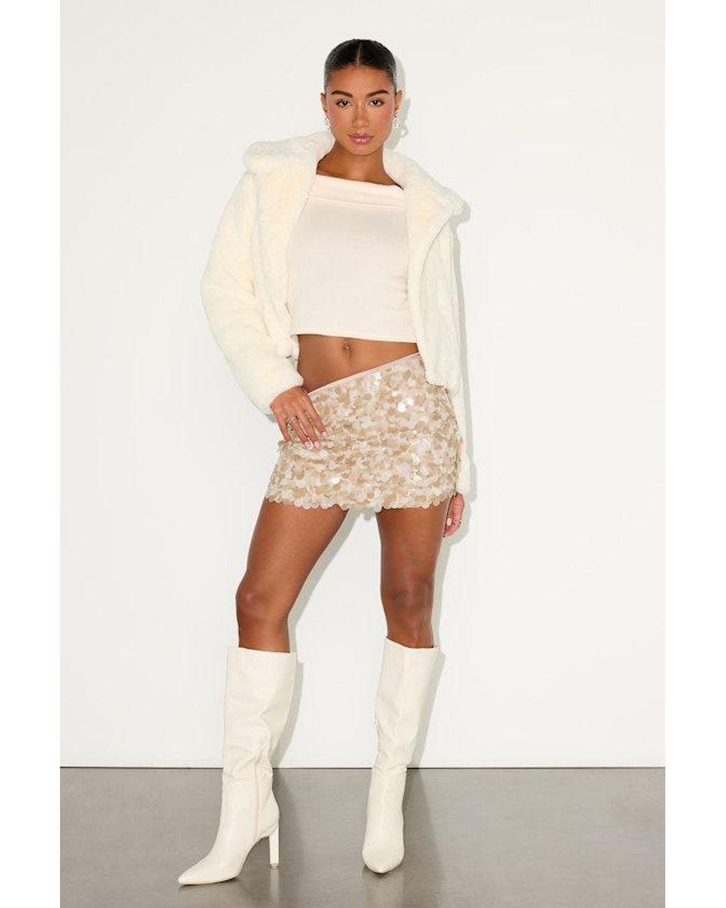 Lulus Natural Cuddly Sensation Faux Fur Cropped Jacket