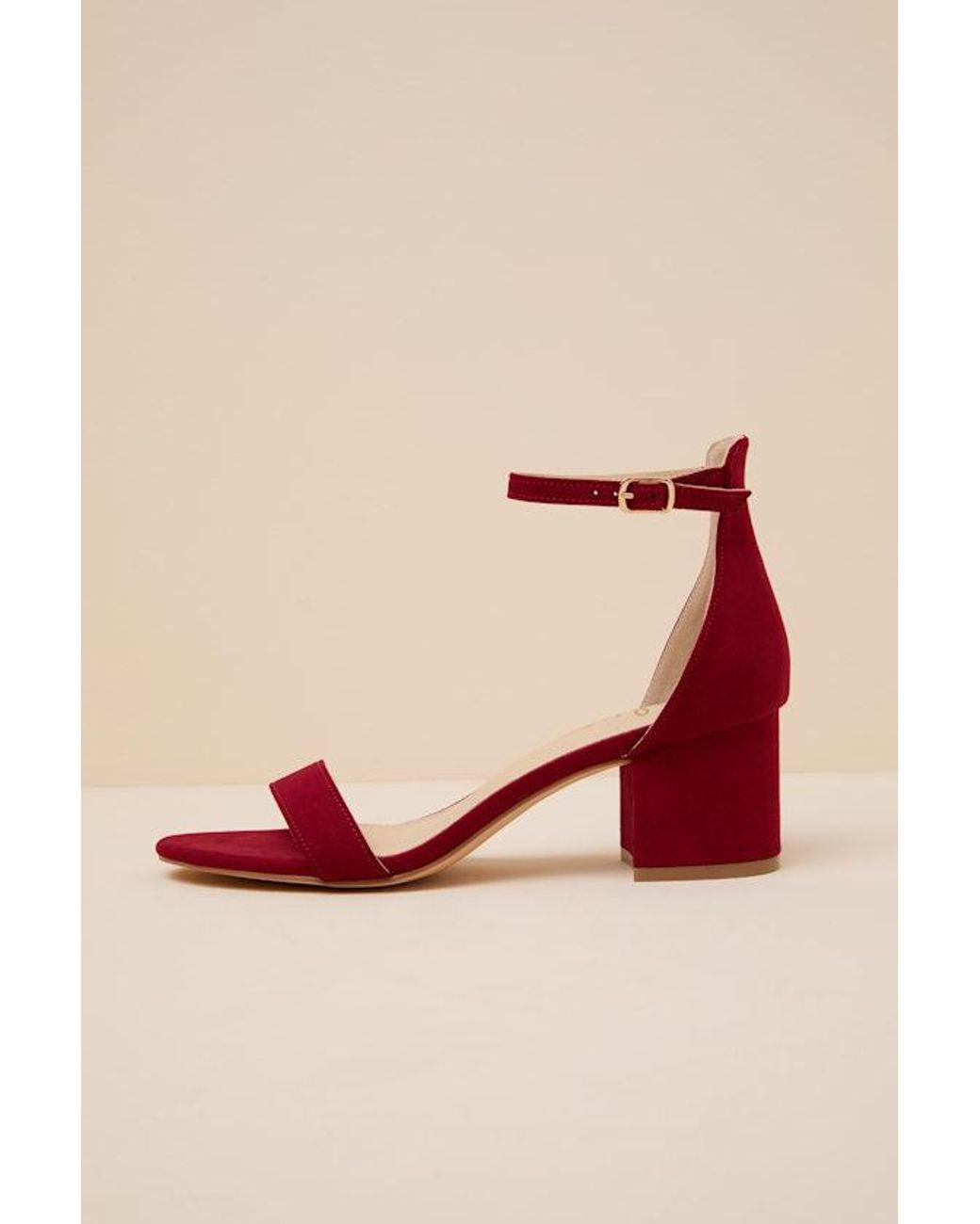 Lulus Red Harper Deep Suede Ankle Strap Heels