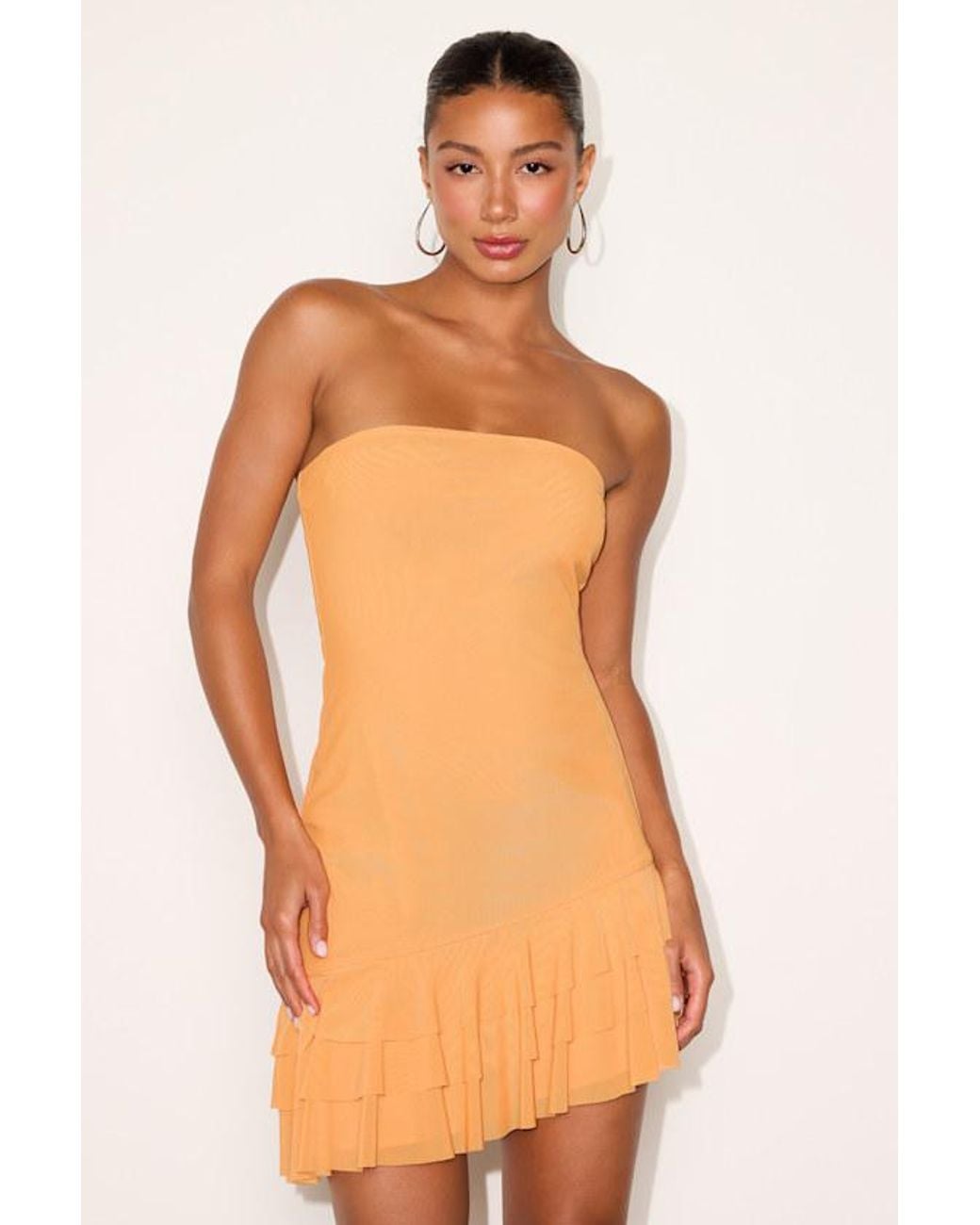 Lulus Orange Vedette Light Mesh Ruffled Mini Dress