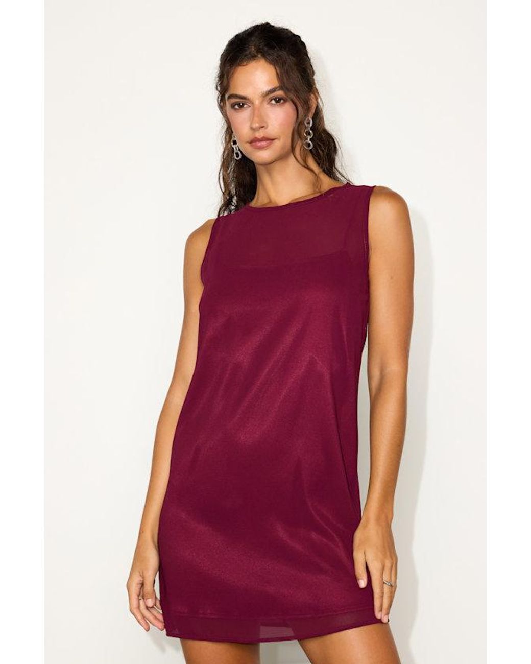 Lulus Red Kataleya Chiffon Sleeveless Mini Shift Dress