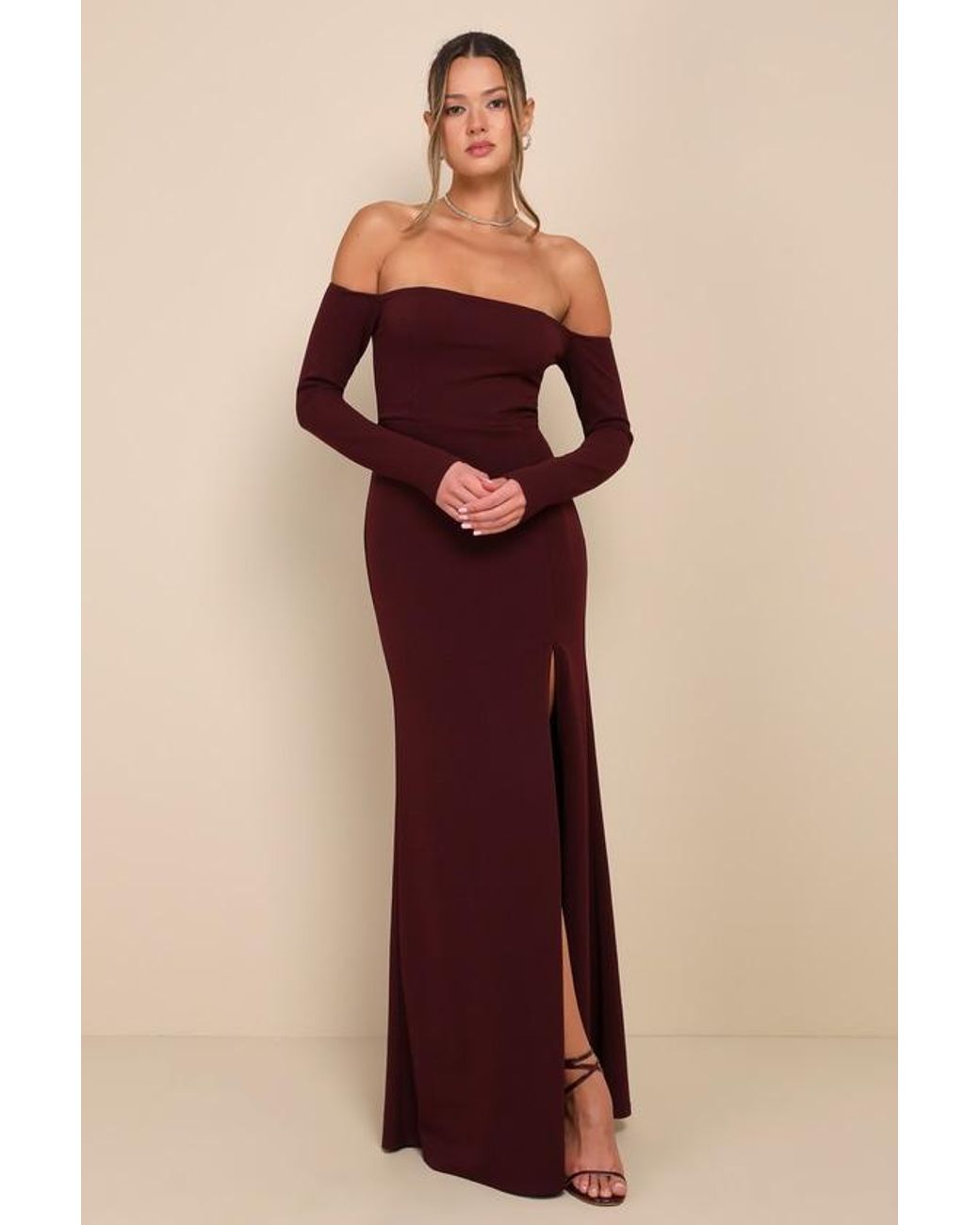 Plum off the shoulder bridesmaid dress 2025