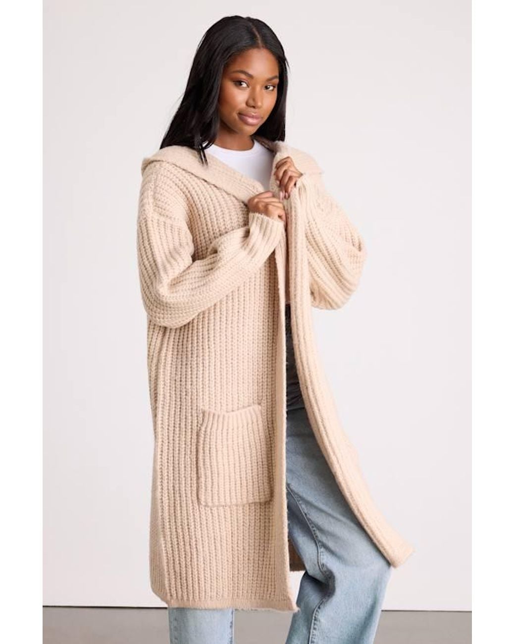 Lulus Natural Nalina Chunky Knit Open-Front Duster Cardigan