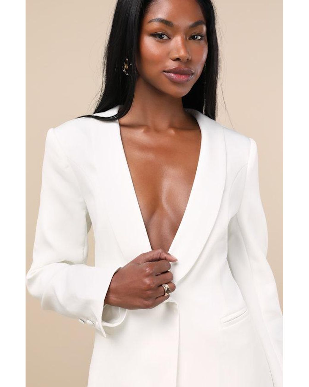 Elliatt Natural Florence Button-Front Blazer