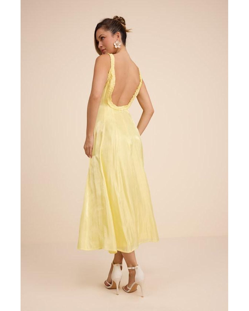 Lulus Yellow Marlana Sleeveless Ruffled Midi Dress