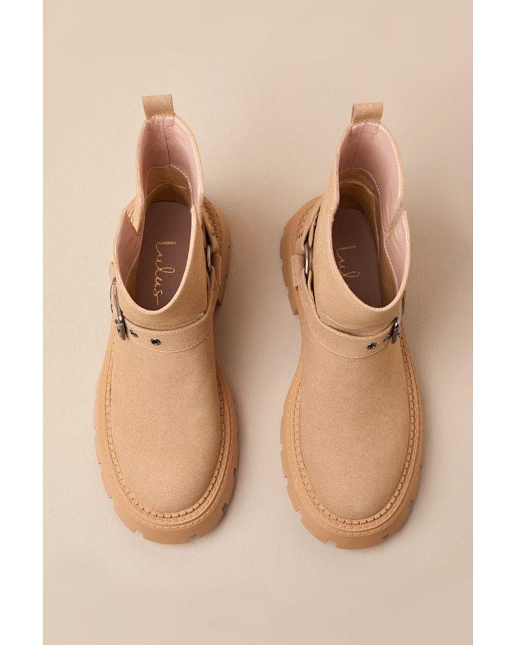 Lulus Natural Rylander Suede Moto Ankle Boots