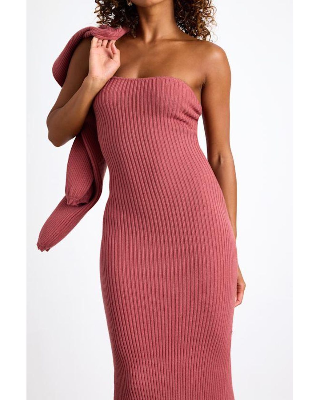 Lulus Red Autumn Aura Rusty Rose Ribbed Two-Piece Sweater Dress