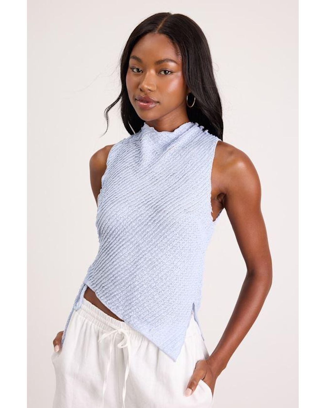 Lulus White Kye Crochet Lace Asymmetrical Tank Top
