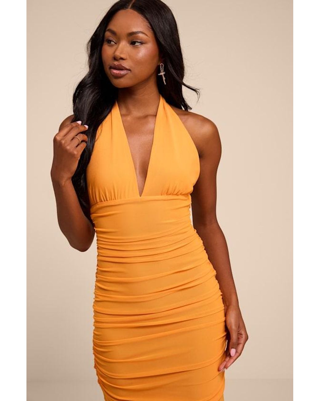 Lulus Orange Orla Light Mesh Mermaid Maxi Dress
