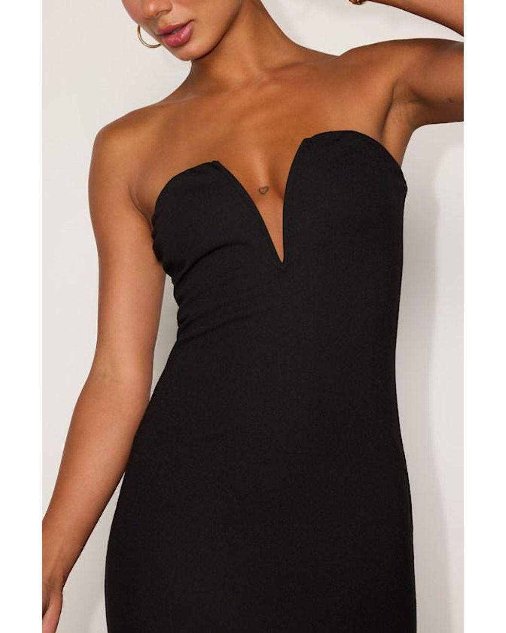 Lulus Black Iniko Strapless Bodycon Midi Dress