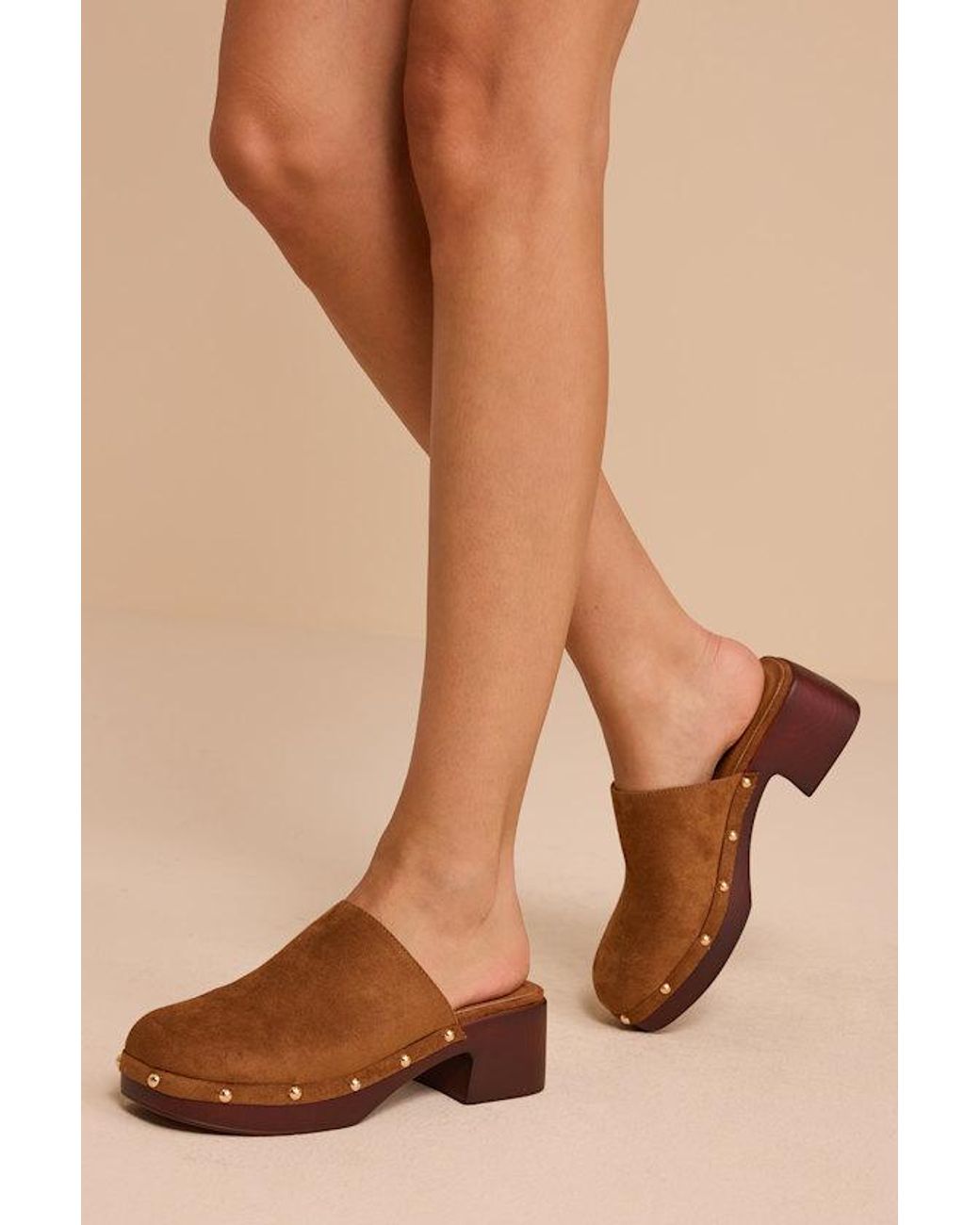 Madden Girl Brown Chipper Cognac Suede Platform Clogs