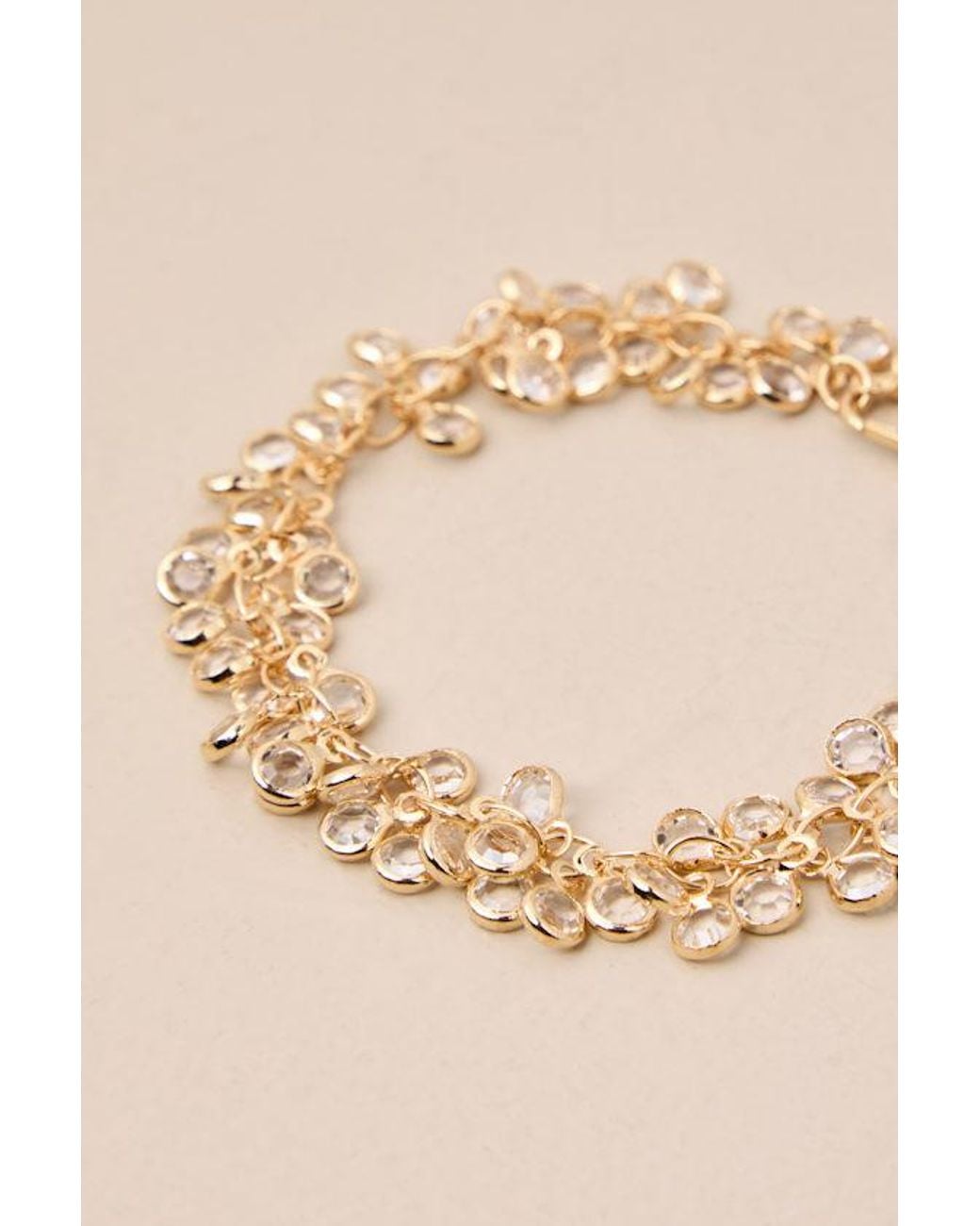 Lulus Natural Luxe Adornment And Clear Rhinestone Bracelet