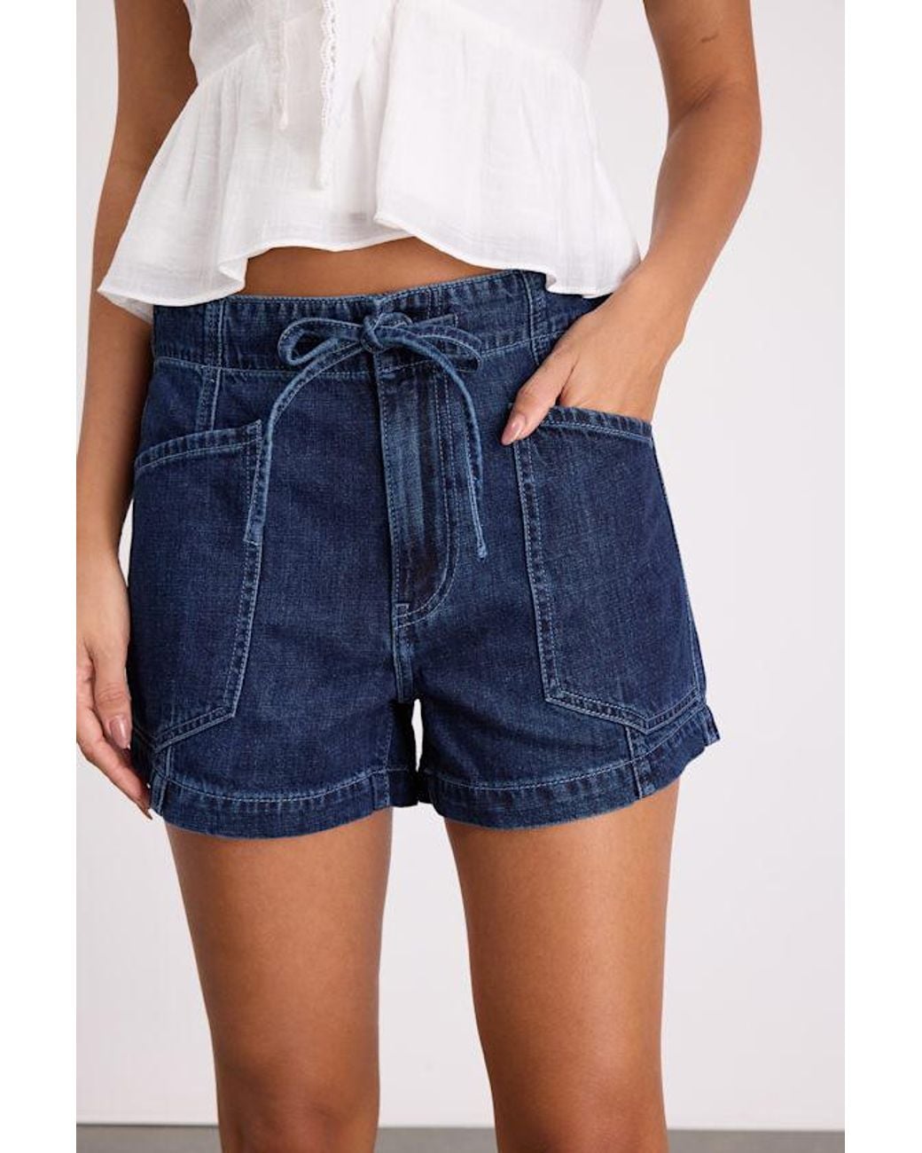 Daze Denim Blue Catalina Dark Wash Denim Drawstring Shorts