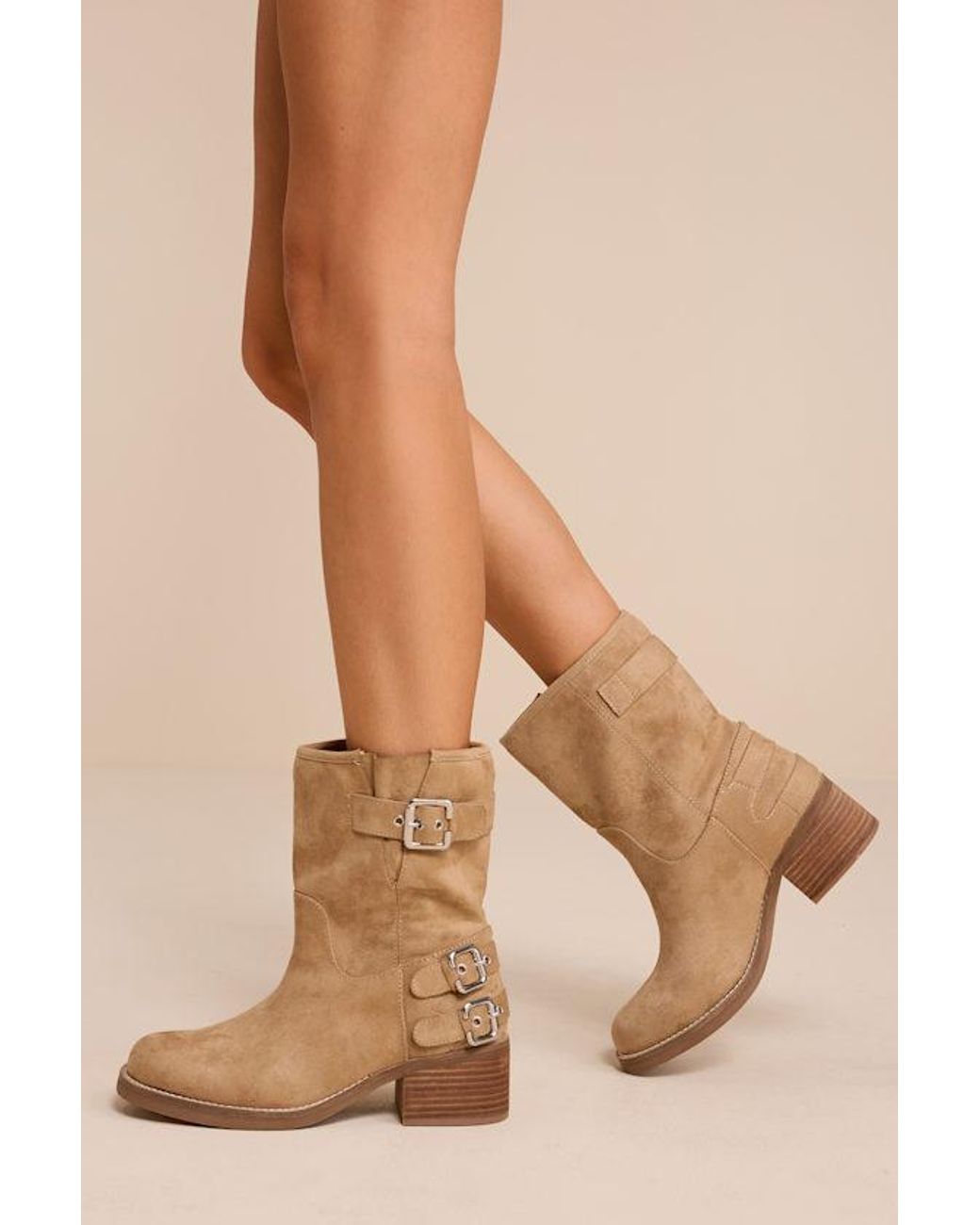 MIA Natural Mabel Suede Ankle Boots