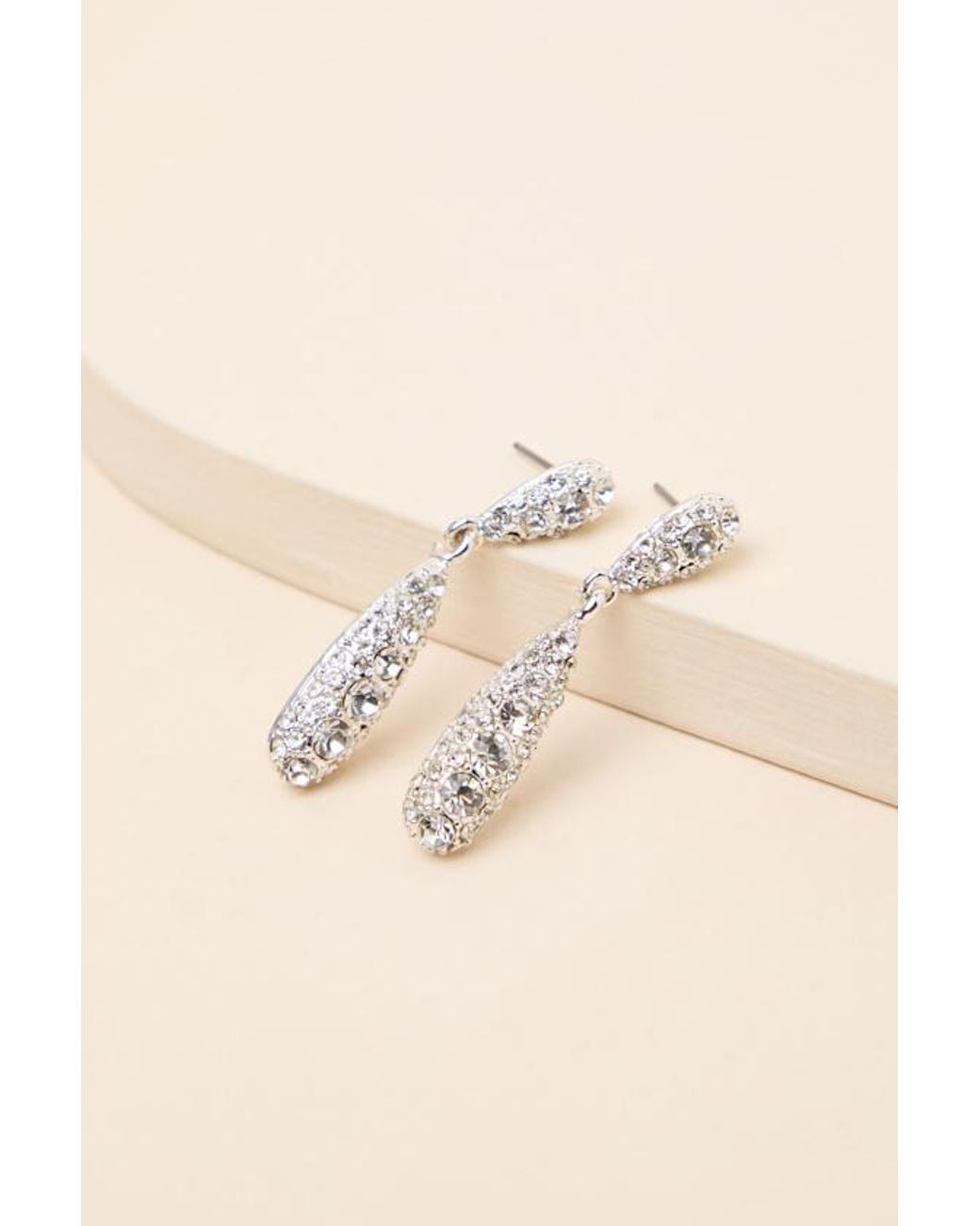 Lulus Blue Jessa Rhinestone Earrings