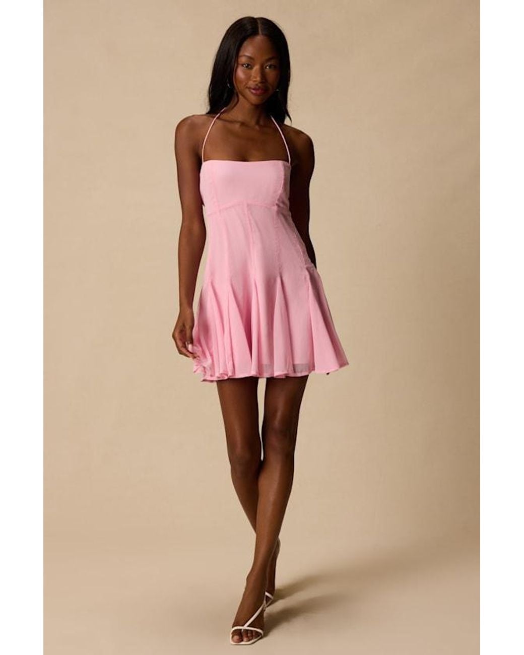 Lulus Pink Sophrina Halter Mini Dress