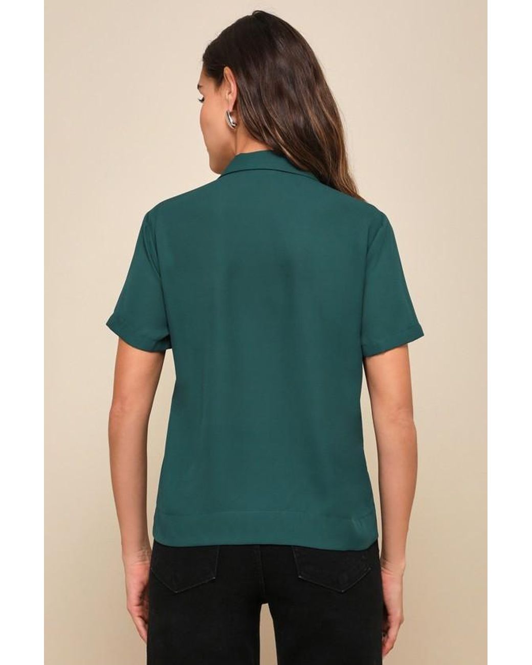 Lulus Green Good Luck Charm Short Sleeve Button-Up Top