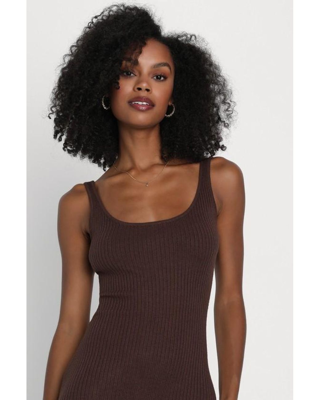 Lulus Brown Layer Lover Ribbed Knit Two-Piece Dress & Cardigan Set