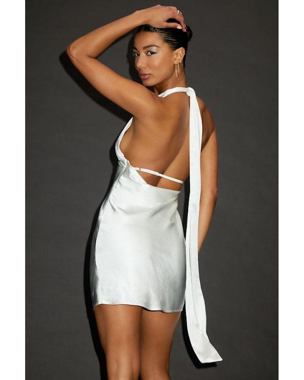 Lulus Black Zimri Satin Halter Mini Dress