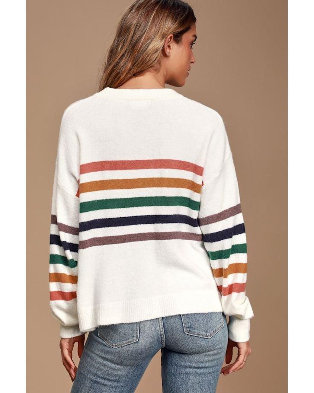 Lulus Blue Heart To Heart Multi Striped Sweater