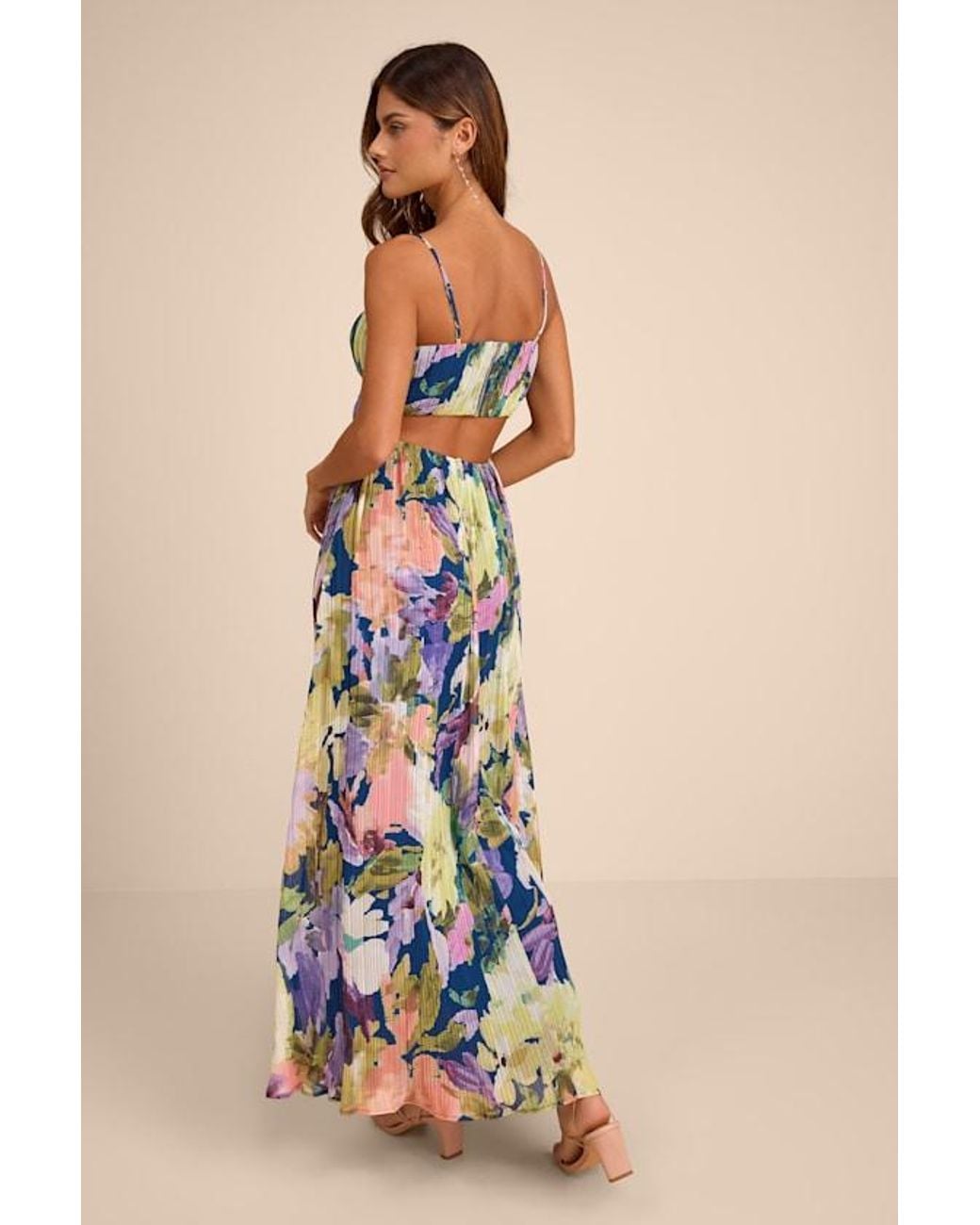 yasmin maxi dress Yasmin One Shoulder Midi-Maxi Dress in Biege/Abstract Orange by Little Lies S