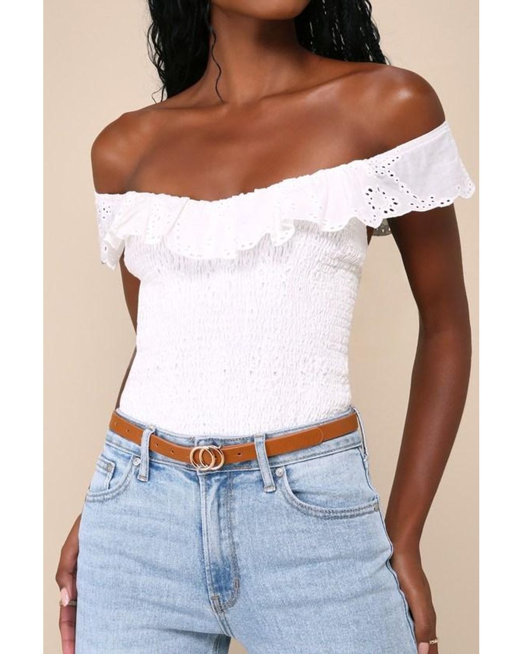 Lulus Natural Cute Finish Ivory And Skinny O-Buckle Belt Set