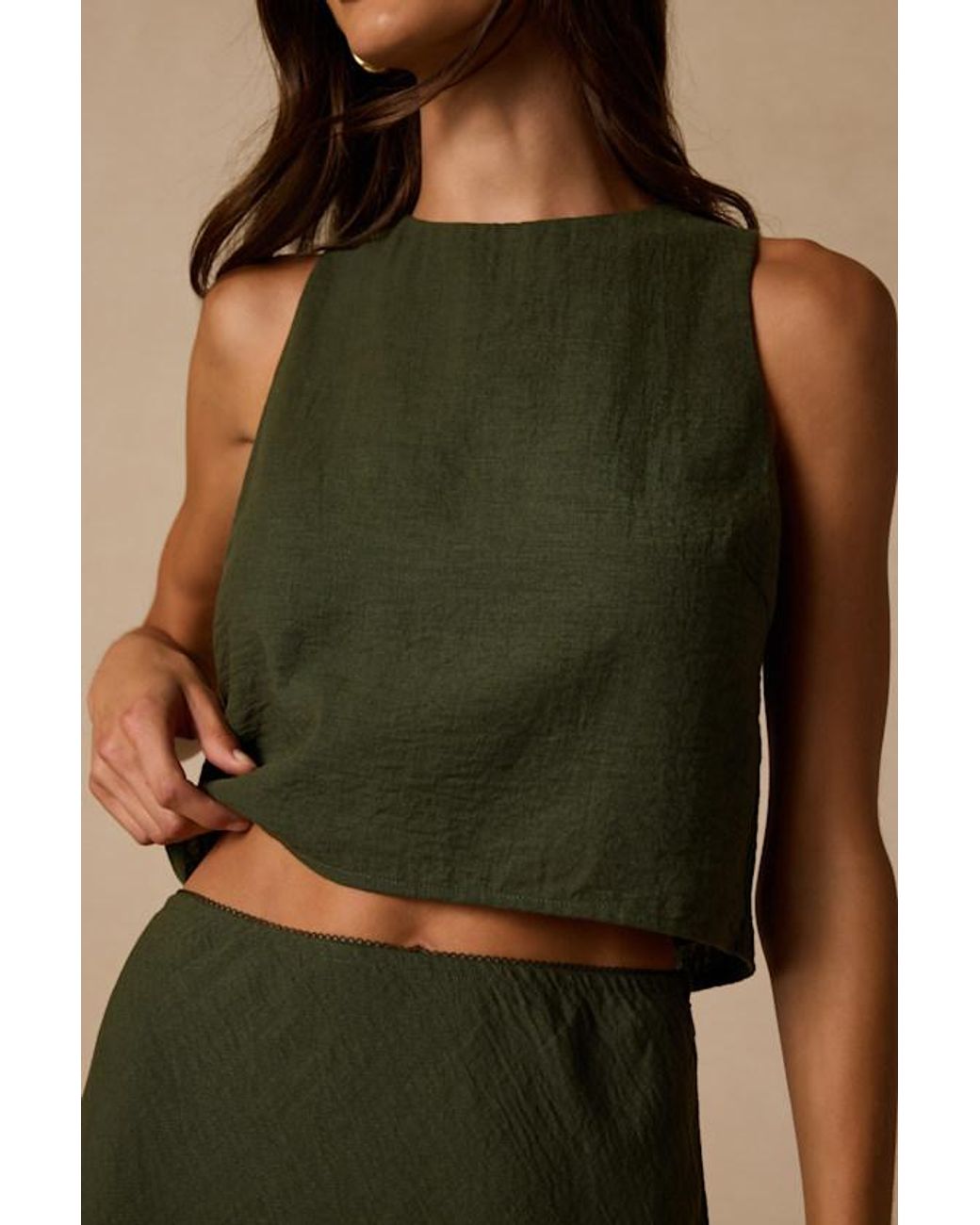Lulus Green Pleasant Poise Sleeveless Cropped Tank Top