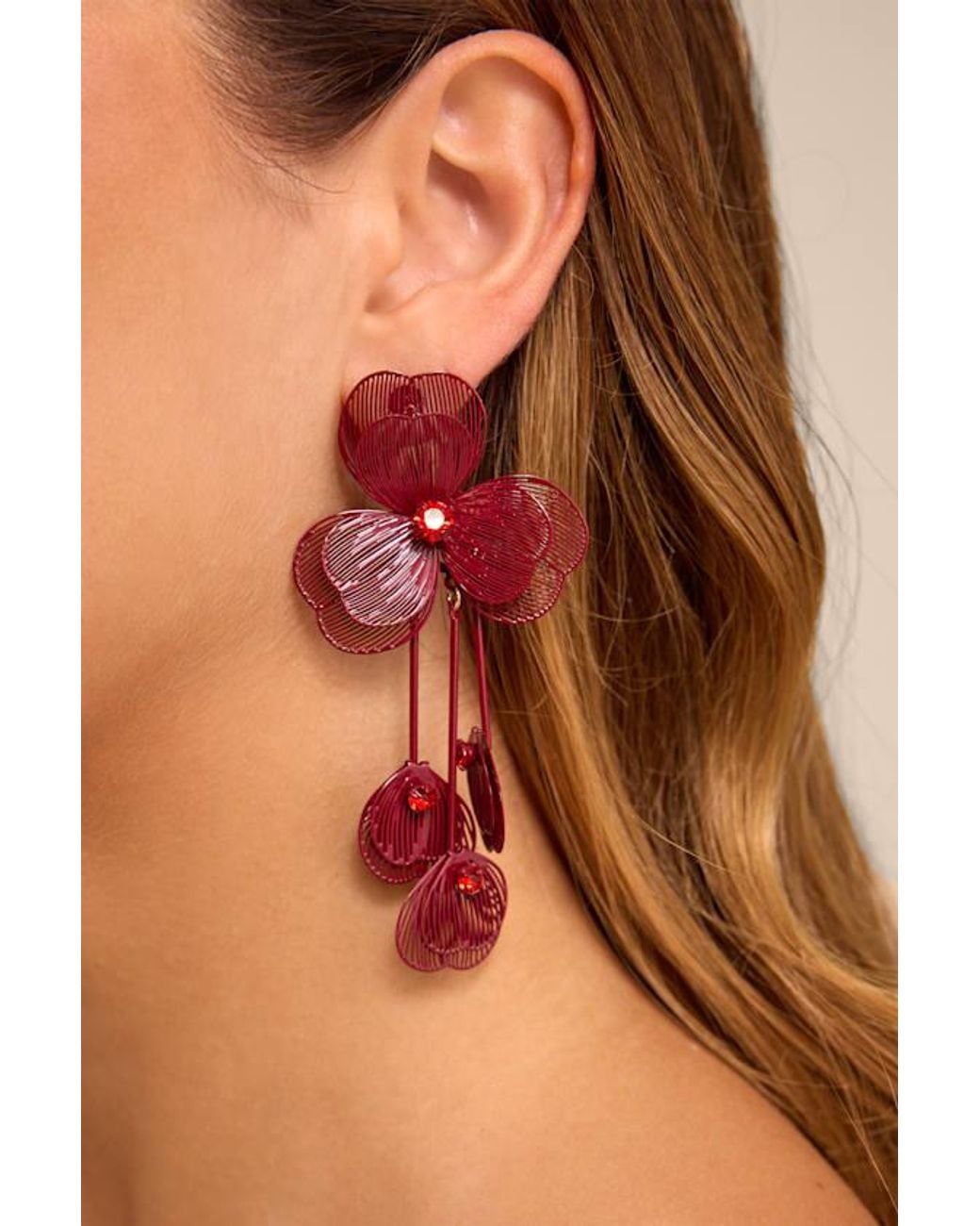 Lulus Brown Rosalina Flower Drop Earrings