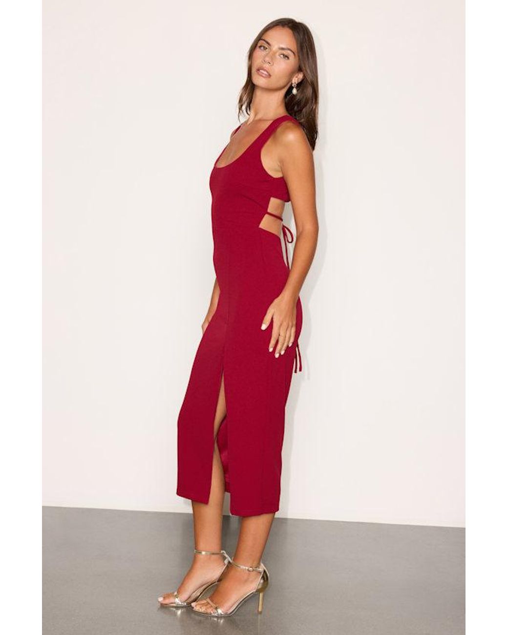Lulus Red Sultry Elegance Cutout Bodycon Midi Dress