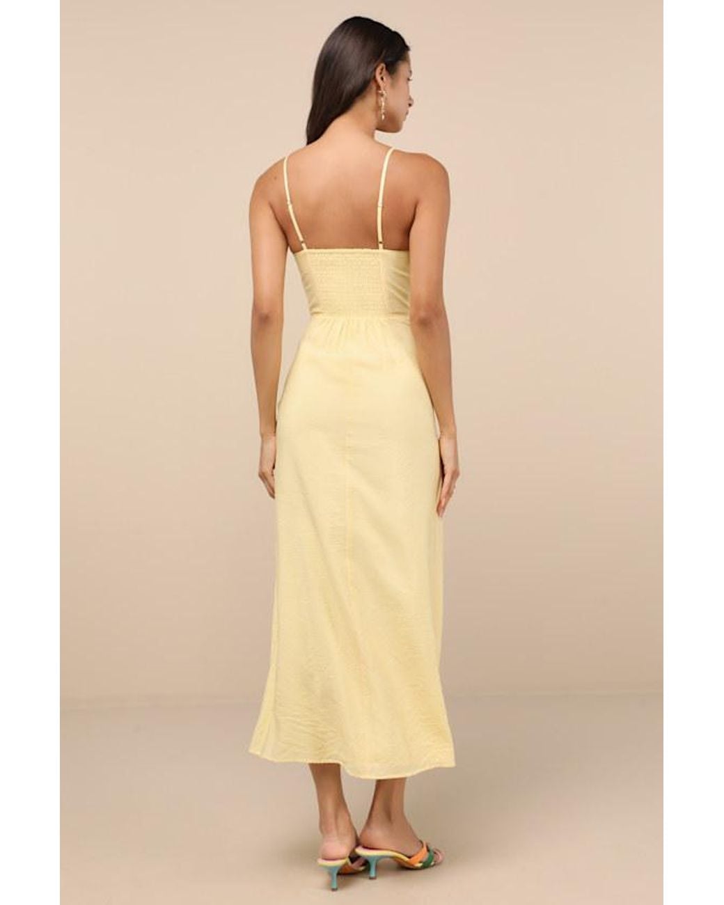 Lulus Natural Sanya Button-Front Sleeveless Midi Dress