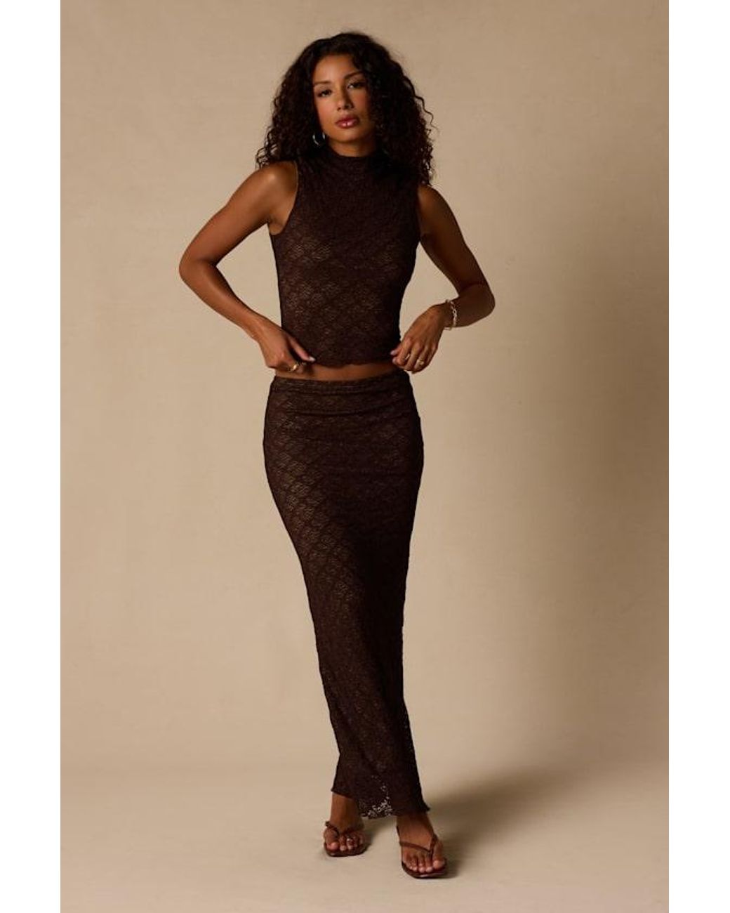 Lulus Black Carli Lace Mock Neck Top