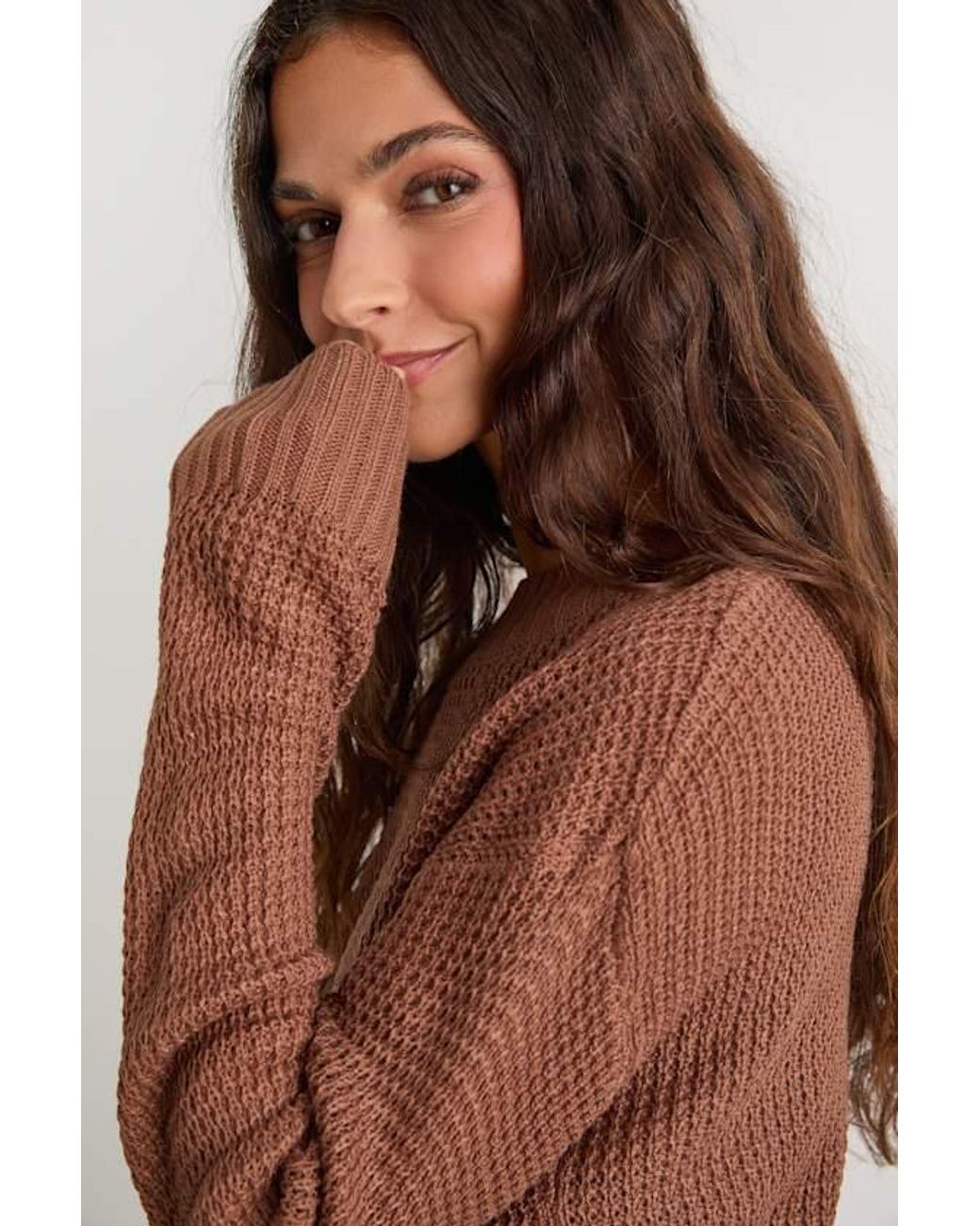 Lulus Brown Campfire Cozy Cropped Sweater