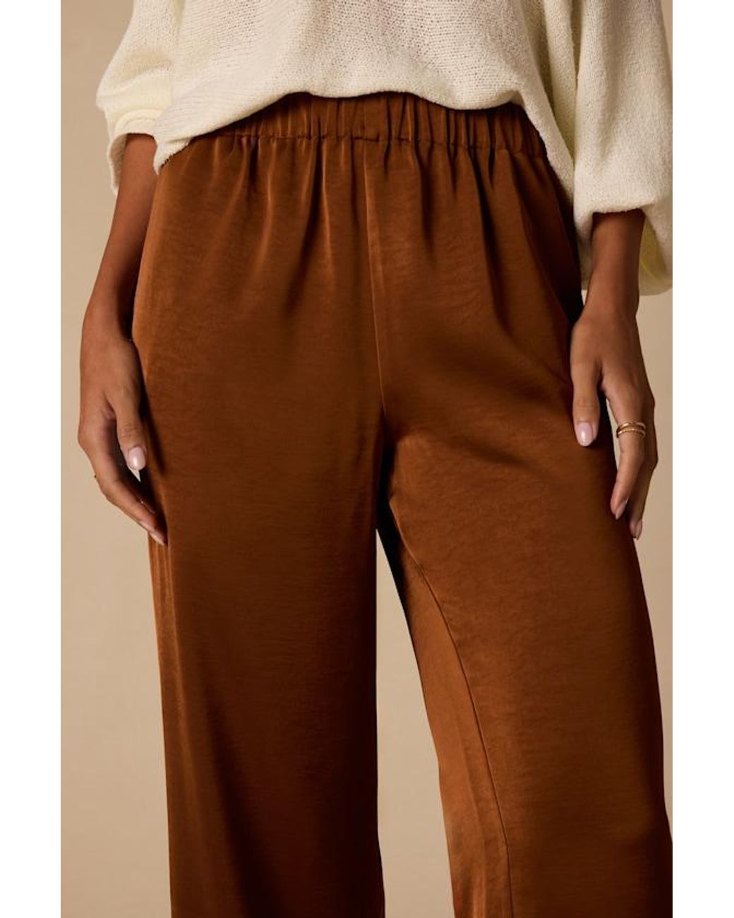 Lulus Natural Owen Lace Satin Pants