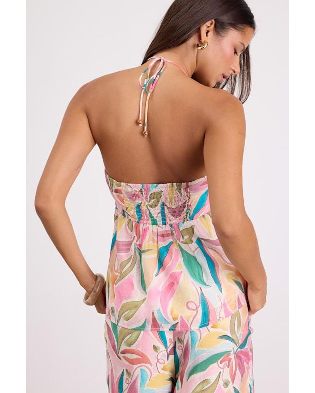 Lulus Red Prilla Multi Abstract Halter Tank Top