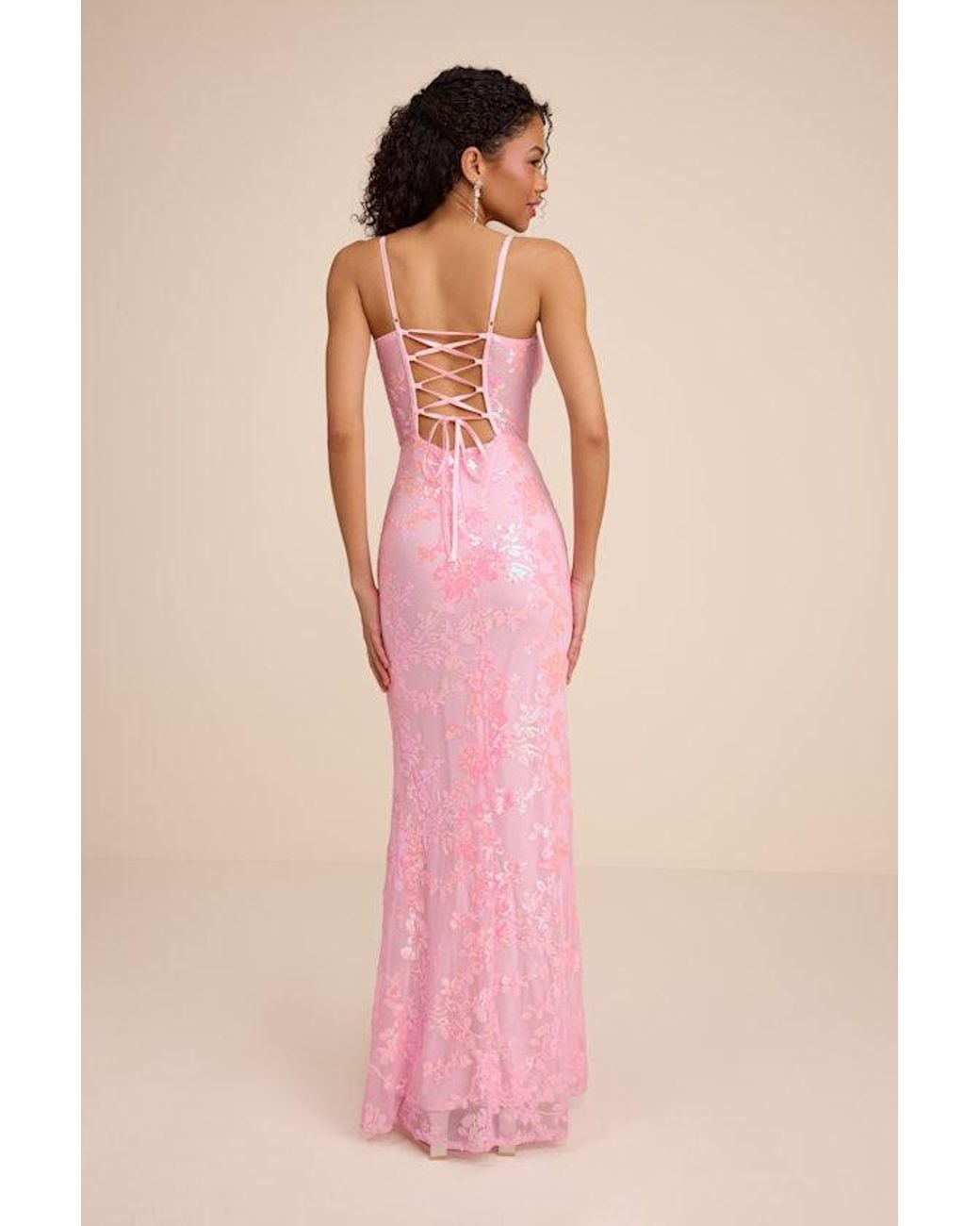 Lulus Pink Livy Sequin Bustier Mermaid Maxi Dress
