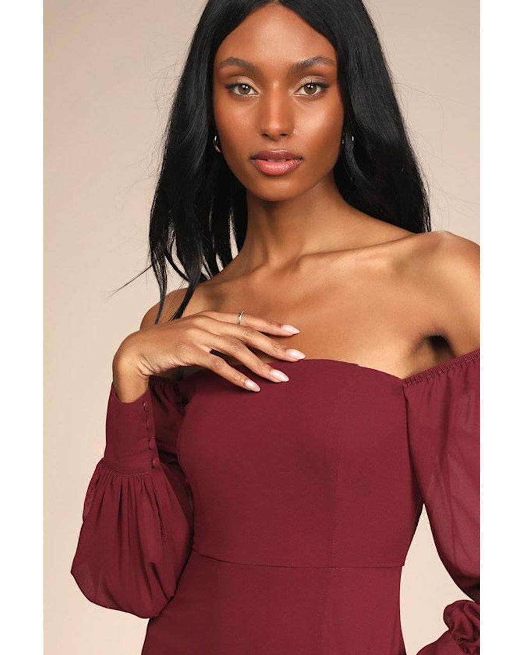 Lulus Red Feel The Romance Off-The-Shoulder Maxi Dress