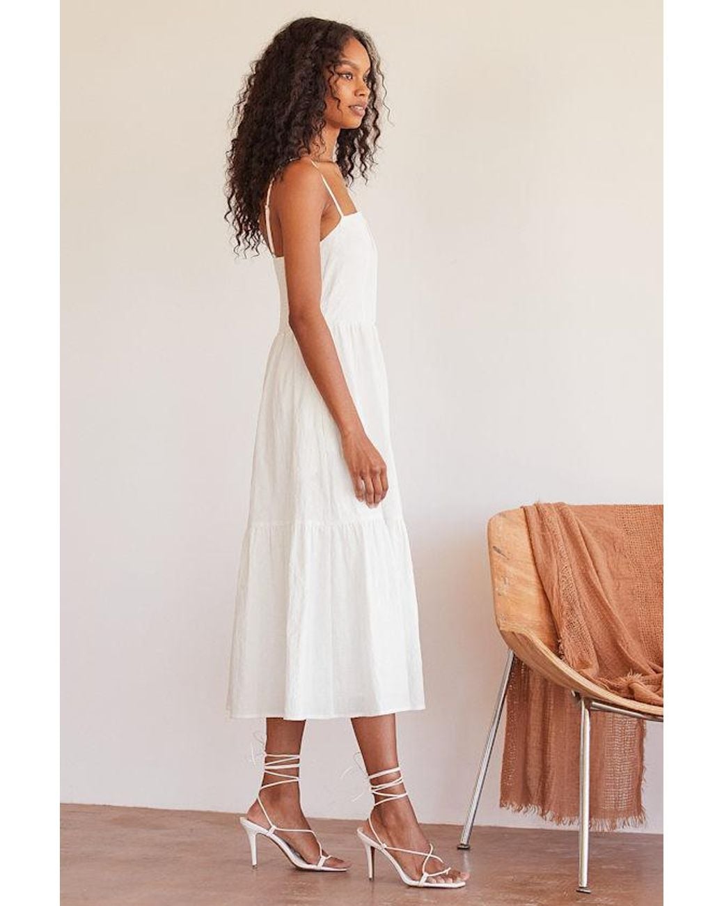 Lulus White Simplicity And Sweetness Sleeveless Tiered Midi Dress