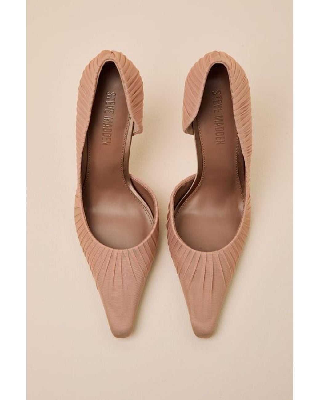 Steve Madden Natural Elegant Mocha Mesh Ruched Pointed-Toe D'Orsay Pumps