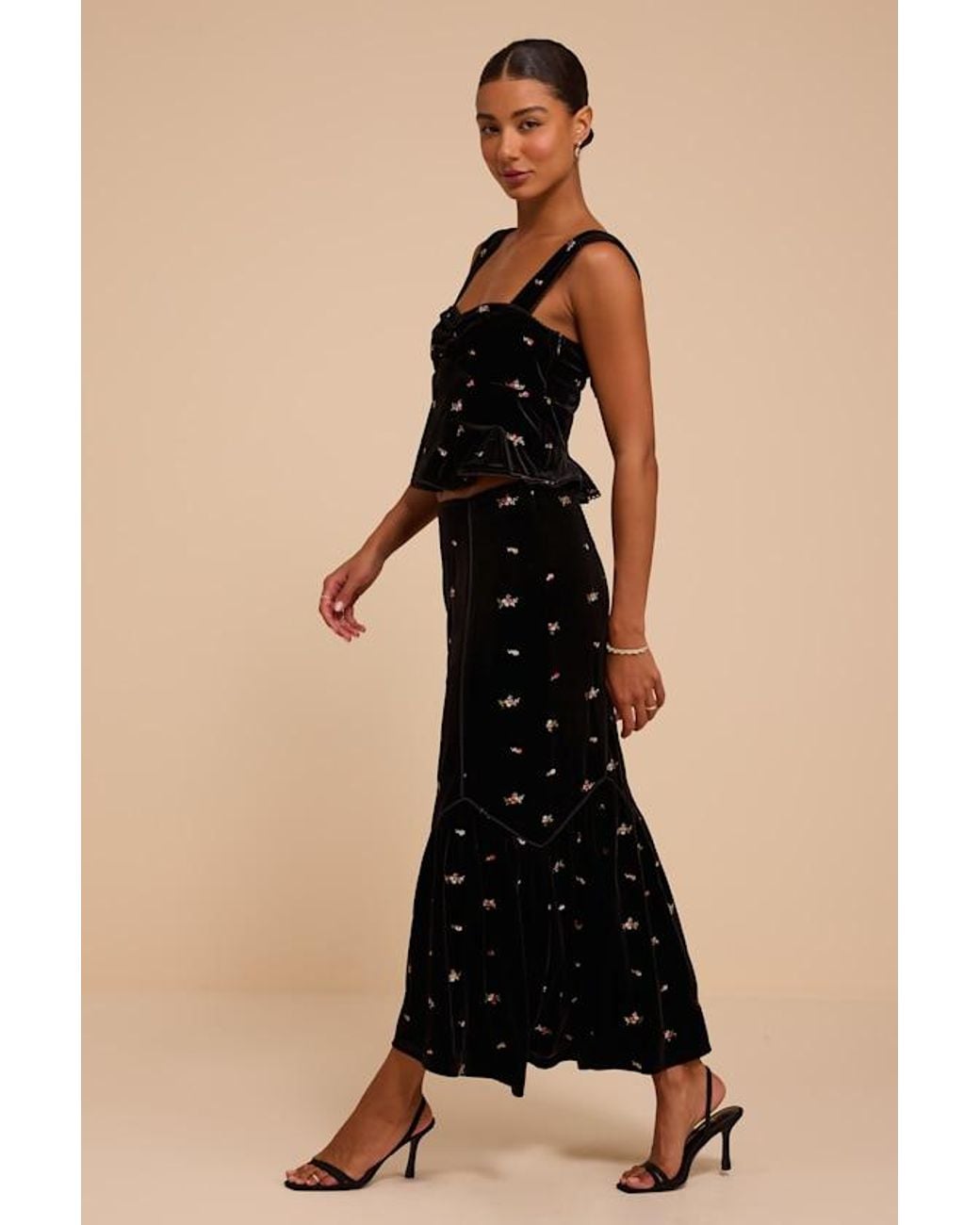 Lulus Black Josette Velvet Two-Piece Dress