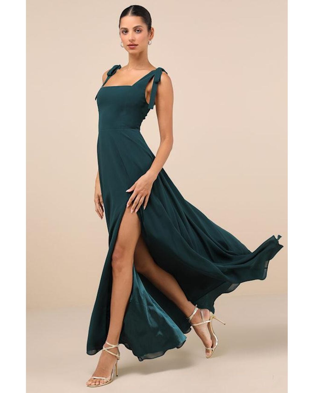 knee length dresses for ladies Ivory V-Neck Maxi Dress main image 0
