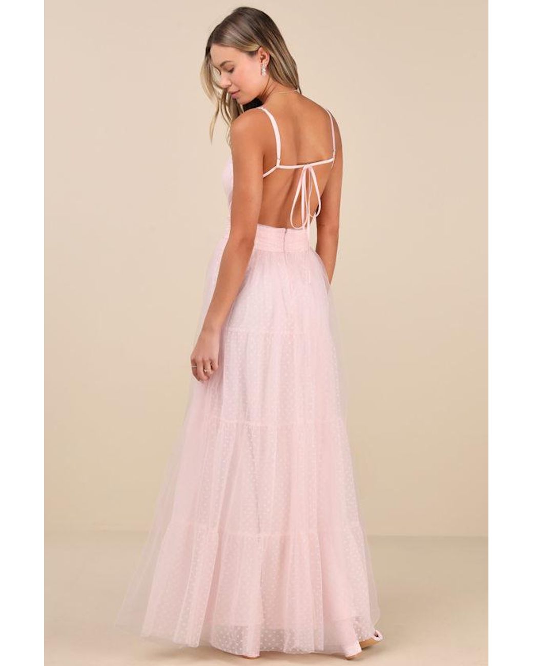 Lulus Pink Liana Swiss Dot Tulle Maxi Dress