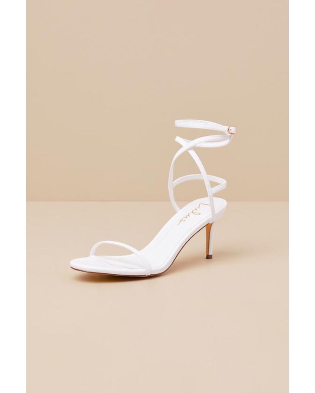 Lulus Natural Sydd Ankle Wrap Low Heel Sandals