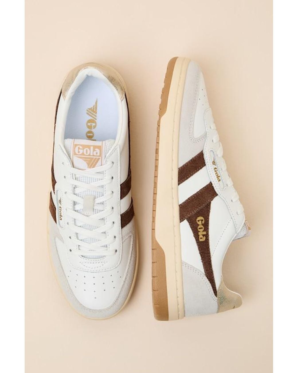 Gola Natural Hawk And Dark Color Block Suede Sneakers