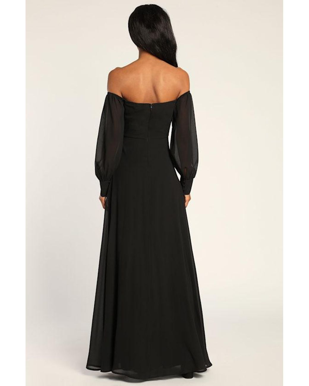 Lulus Black Feel The Romance Off-The-Shoulder Maxi Dress