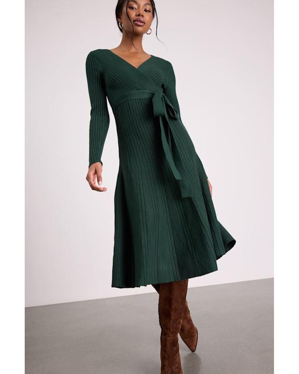 Lulus Multicolor Warm Emotions Skater Midi Sweater Dress