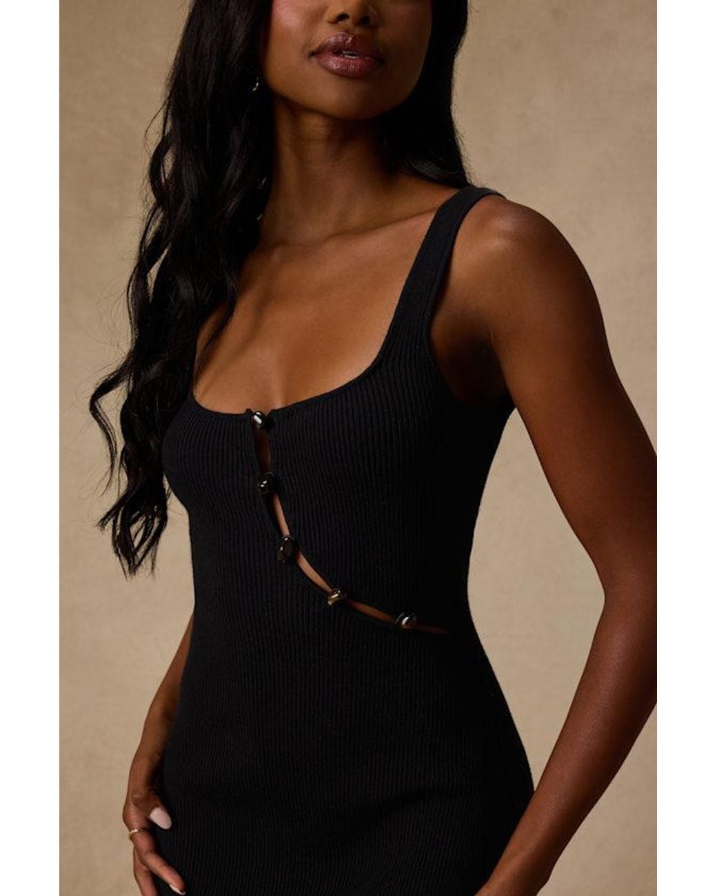 Lulus Brown Clairo Ribbed Knit Cutout Midi Dress