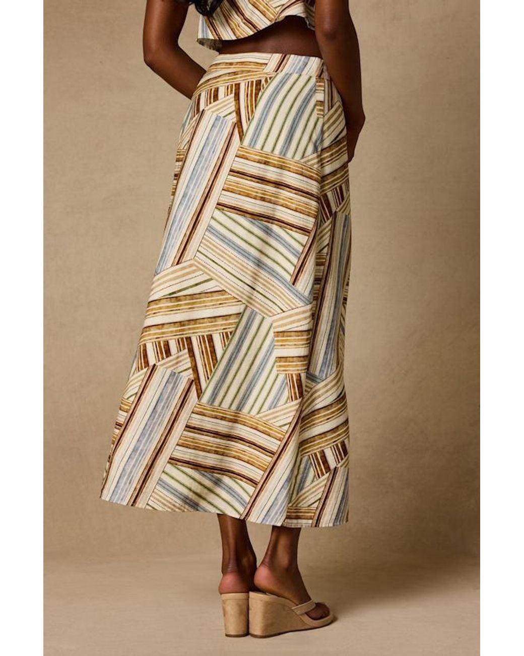Lulus Natural Kimaya Striped Midi Skirt