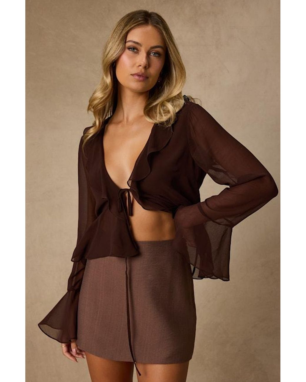Lulus Brown Jordan High-Rise Mini Skirt