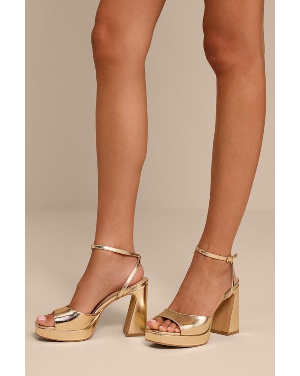 Lulus Natural Krissy Ankle Strap Platform Sandals